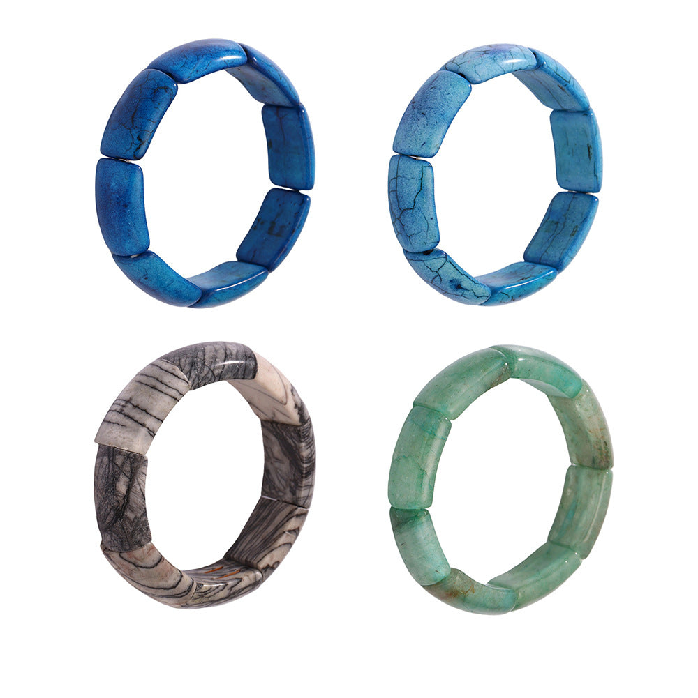 Wholesale Trendy Crown-shaped Natural Stone Bracelets Elastic Rope Adjustable Colorful Gemstone Fashion Wrap for Gifts