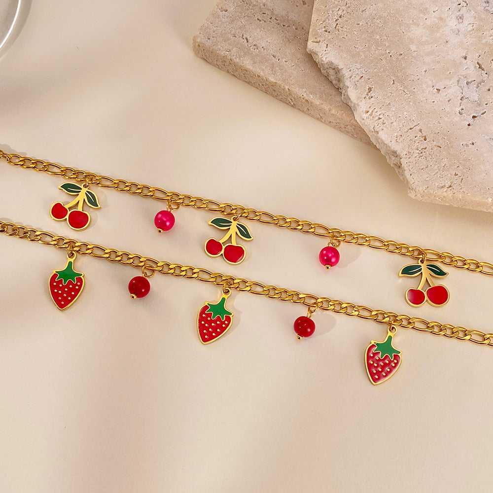 Wholesale Cute Style Gold-Plated Stainless Steel Charm Bracelet Trendy Design Valentine's Day Party Gift for Girls