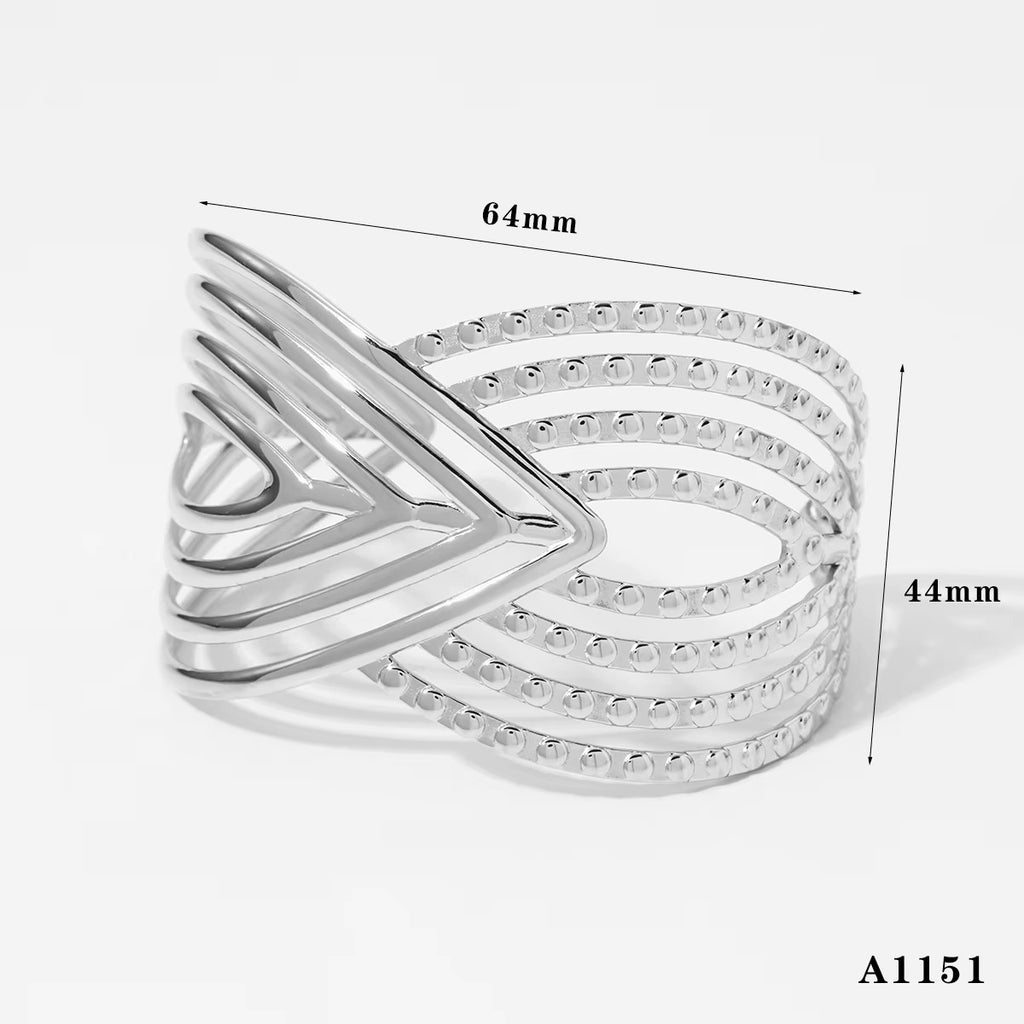 18K True Gold Plated Chunky Stainless Steel Cuff Bracelets Fashion Jewelry Hand Bangles Gold Plated Bangle
