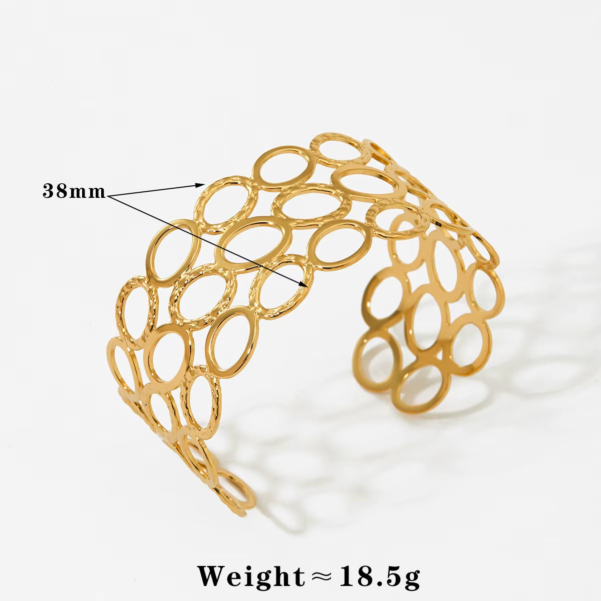 18K True Gold Plated Chunky Stainless Steel Cuff Bracelets Fashion Jewelry Hand Bangles Gold Plated Bangle