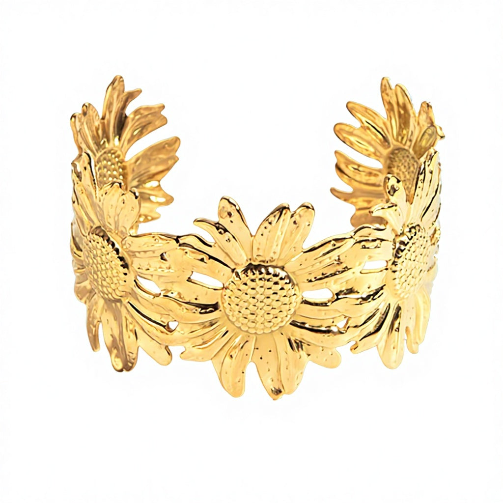 18K True Gold Plated Chunky Stainless Steel Cuff Bracelets Fashion Jewelry Hand Bangles Gold Plated Bangle