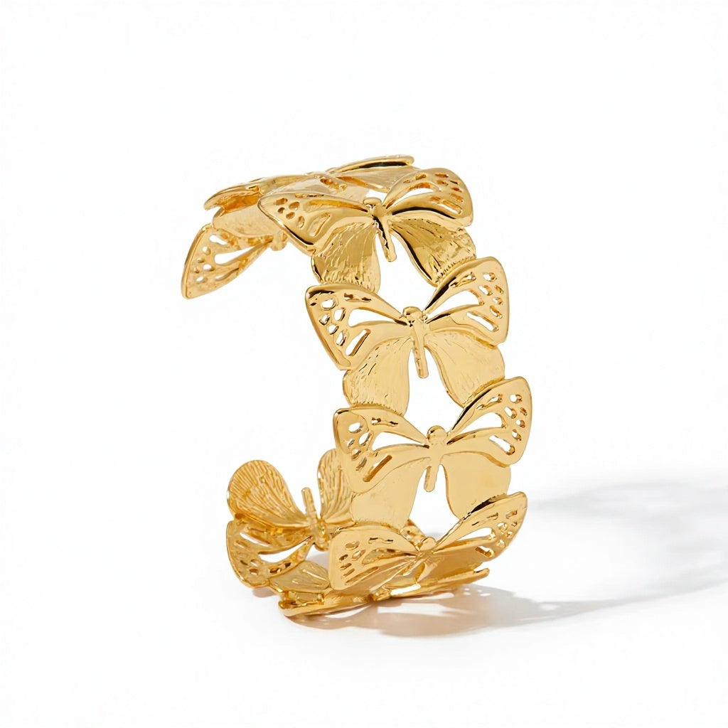 18K True Gold Plated Chunky Stainless Steel Cuff Bracelets Fashion Jewelry Hand Bangles Gold Plated Bangle