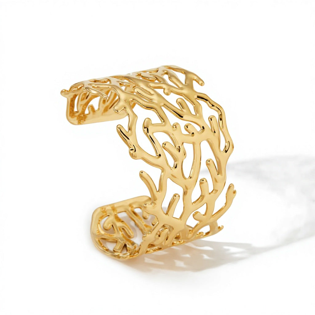 18K True Gold Plated Chunky Stainless Steel Cuff Bracelets Fashion Jewelry Hand Bangles Gold Plated Bangle