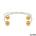 Wholesale Fashion Cuff Bracelets for Girls Real Gold PVD Plated Stainless Steel Open Bangle with Little Round Balls