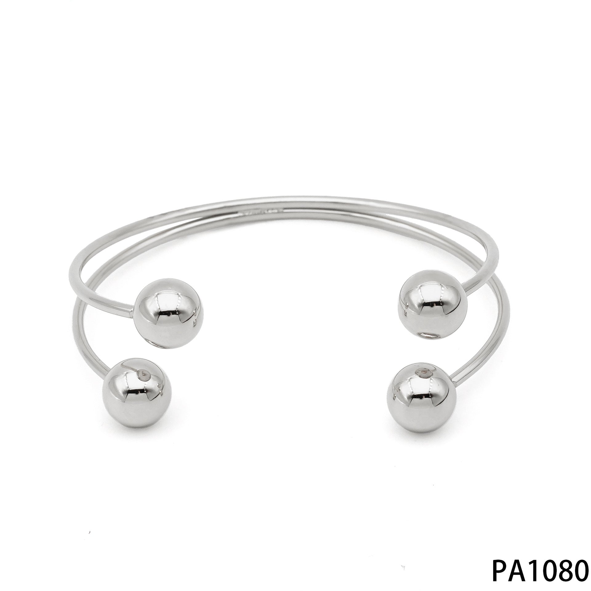 Wholesale Fashion Cuff Bracelets for Girls Real Gold PVD Plated Stainless Steel Open Bangle with Little Round Balls