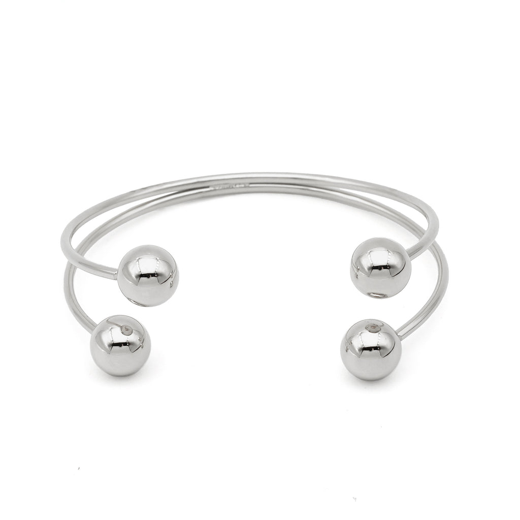 Wholesale Fashion Cuff Bracelets for Girls Real Gold PVD Plated Stainless Steel Open Bangle with Little Round Balls