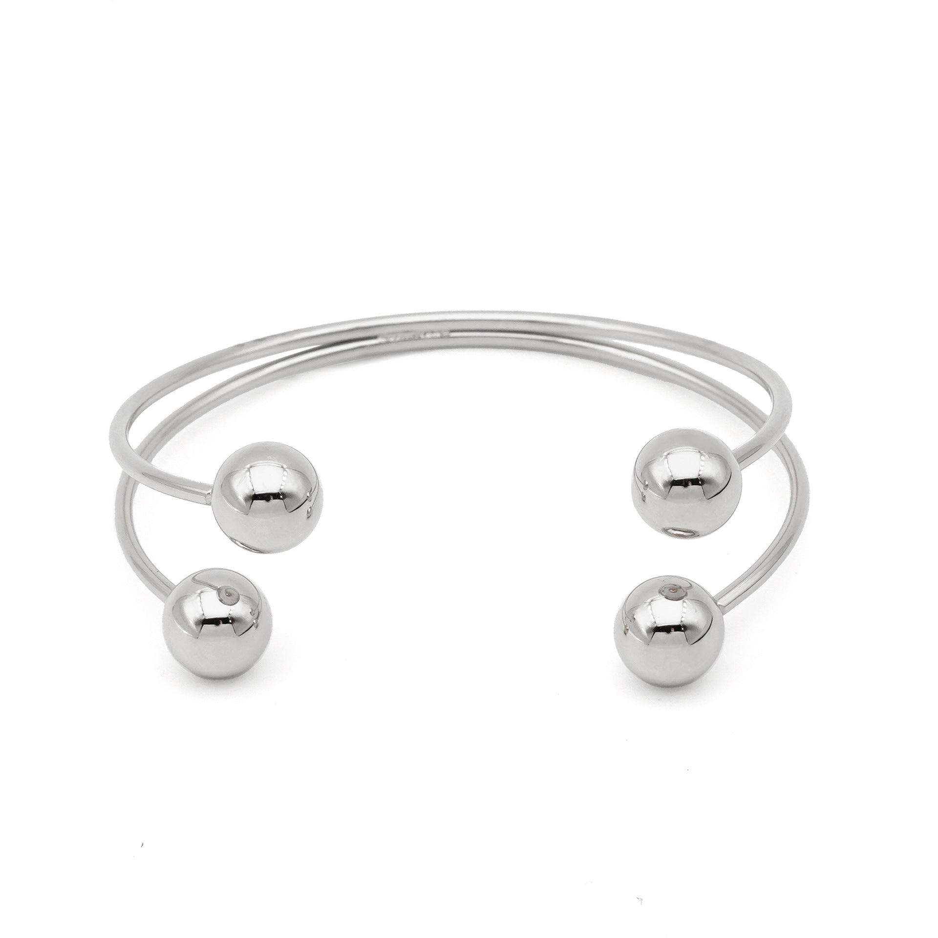 Wholesale Fashion Cuff Bracelets for Girls Real Gold PVD Plated Stainless Steel Open Bangle with Little Round Balls
