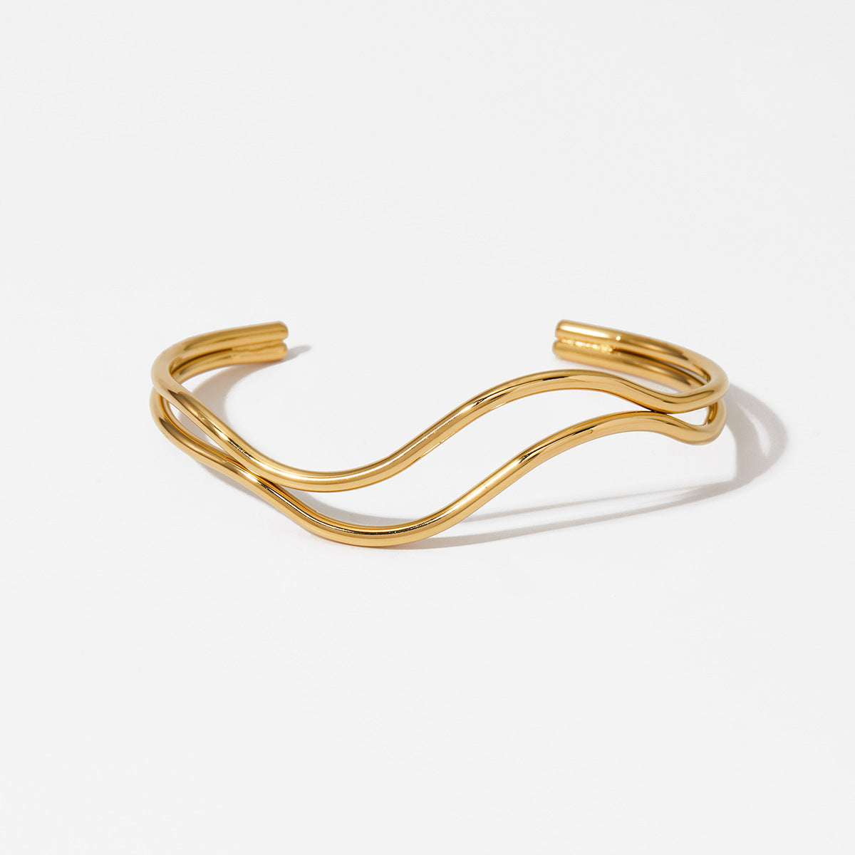 Wholesale Open Bangle Fashion Cuff Bracelets Real Gold PVD Plated Stainless Steel for Girls