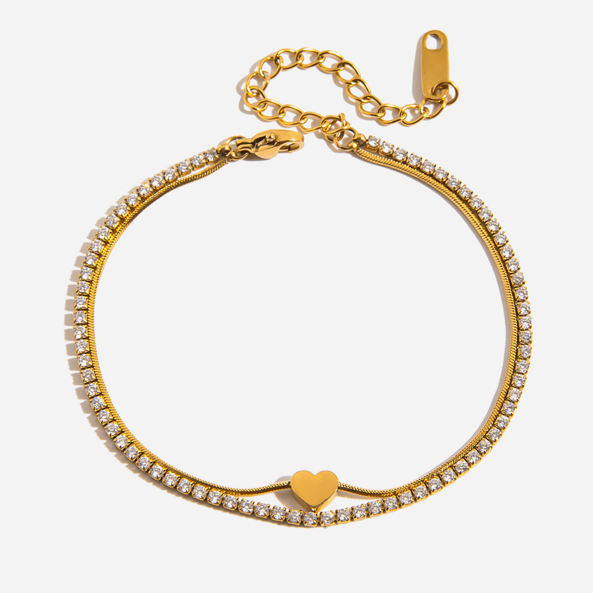 2-Layer White Zircon Real Gold Plated Bracelet Trendy Vintage Styles Direct Factory Wholesale for Girls Perfect Gift Idea