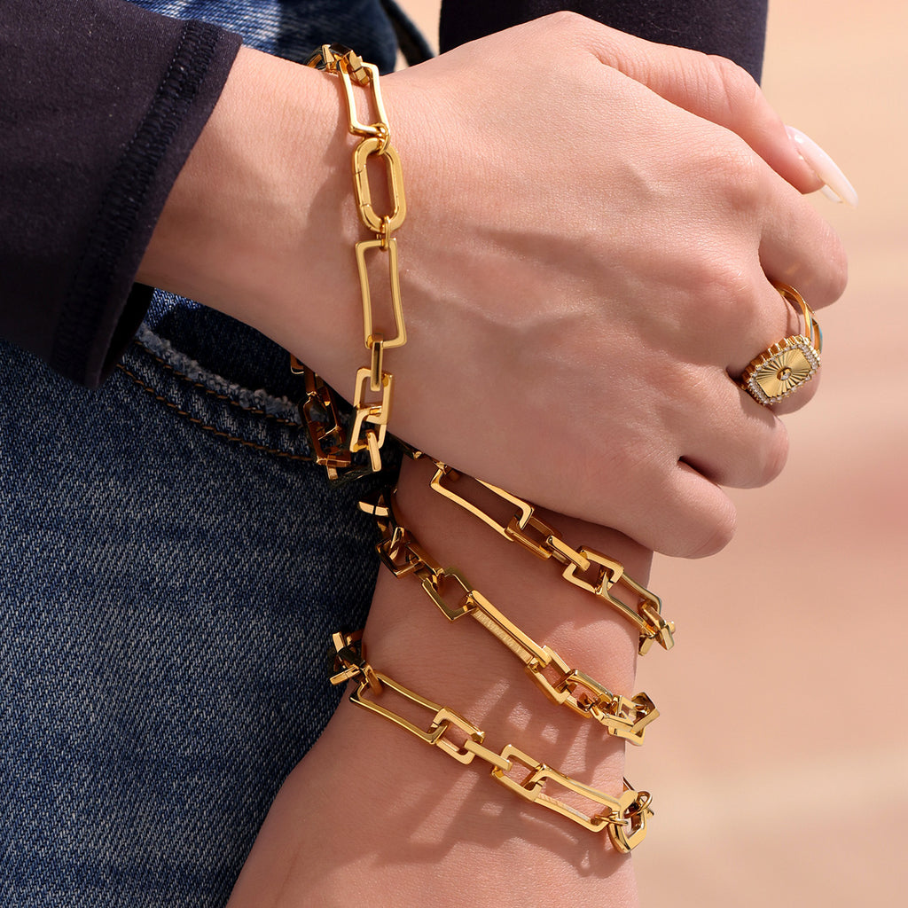 Cute Trendy Stainless Steel Bracelet for Girls Real Gold PVD Plated Fashion Jewelry for Anniversary Occasions