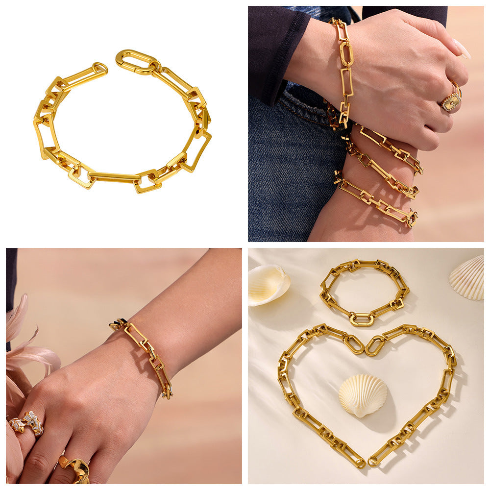 Cute Trendy Stainless Steel Bracelet for Girls Real Gold PVD Plated Fashion Jewelry for Anniversary Occasions