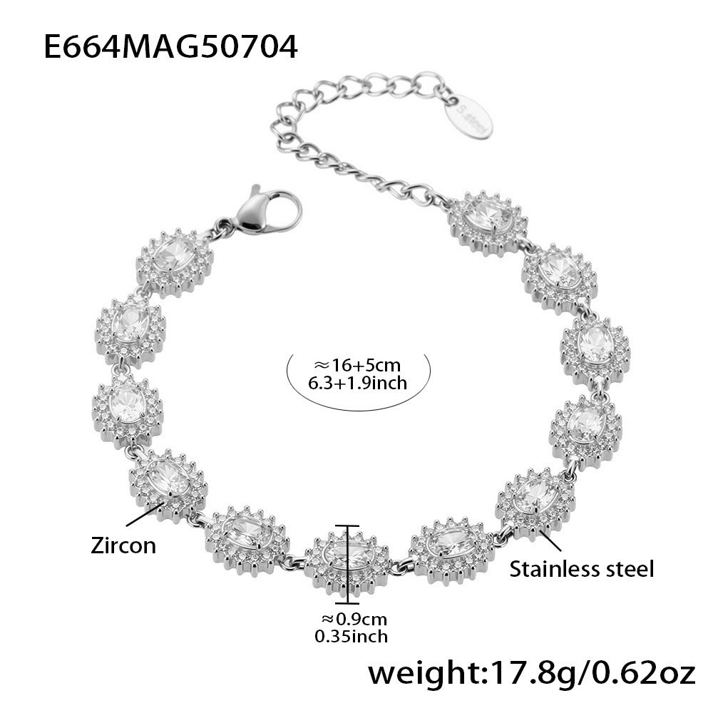 White Zircon Real Gold Plated Stainless Steel Bracelets Trendy Styles Factory Direct Wholesale for Girls Low Fashion Chain Link