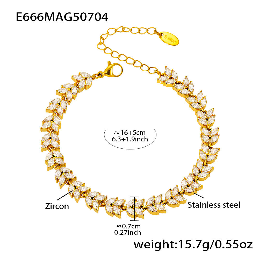 White Zircon Real Gold Plated Stainless Steel Bracelets Trendy Styles Factory Direct Wholesale for Girls Low Fashion Chain Link