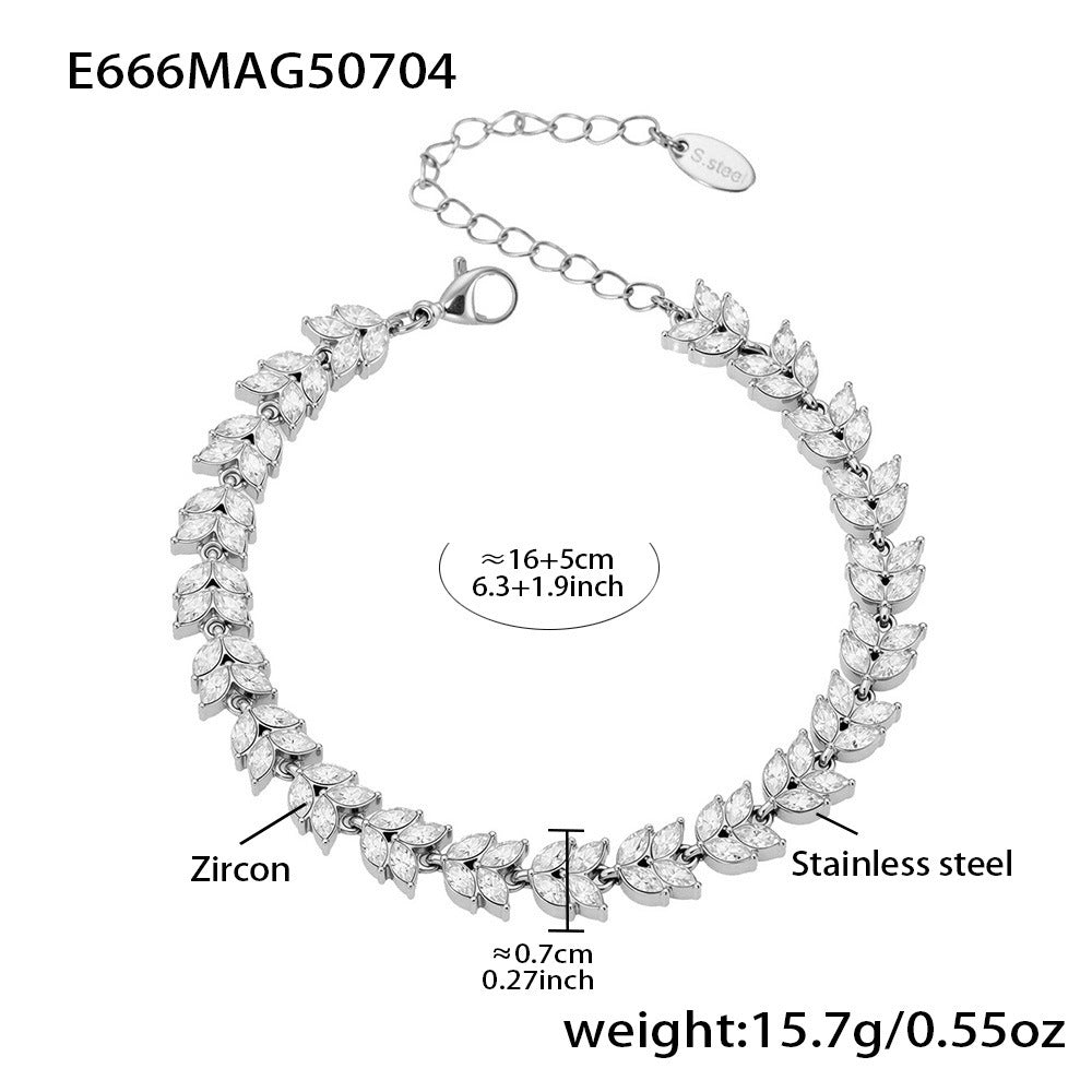 White Zircon Real Gold Plated Stainless Steel Bracelets Trendy Styles Factory Direct Wholesale for Girls Low Fashion Chain Link