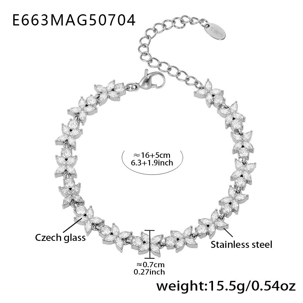 White Zircon Real Gold Plated Stainless Steel Bracelets Trendy Styles Factory Direct Wholesale for Girls Low Fashion Chain Link