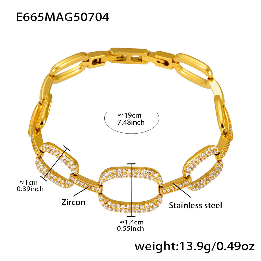 White Zircon Real Gold Plated Stainless Steel Bracelets Trendy Styles Factory Direct Wholesale for Girls Low Fashion Chain Link
