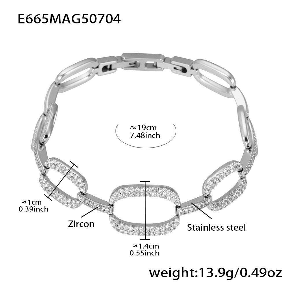 White Zircon Real Gold Plated Stainless Steel Bracelets Trendy Styles Factory Direct Wholesale for Girls Low Fashion Chain Link