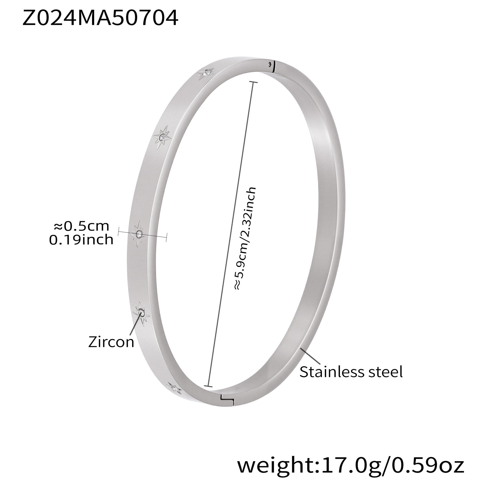 Wholesale Factory-Approved Stainless Steel Cuff Bracelets White Zircon Waterproof Gold Plating Open-Close Design Fashion Jewelry