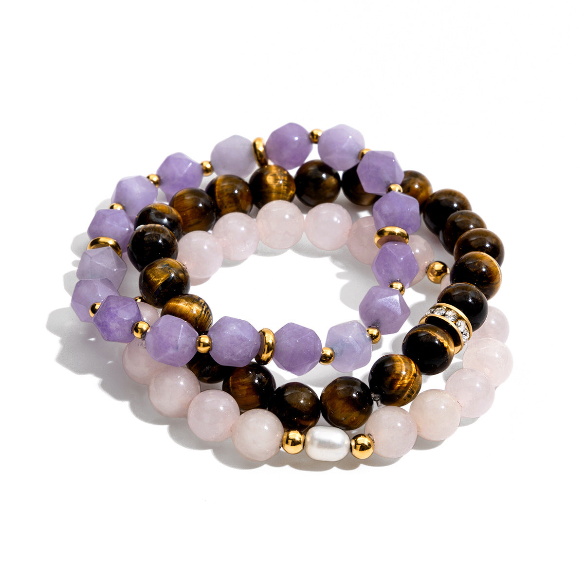 Customizable Girls Fashion Jewelry Bracelets Trendy Natural Stone Beads on Elastic with Stainless Steel for Gifts