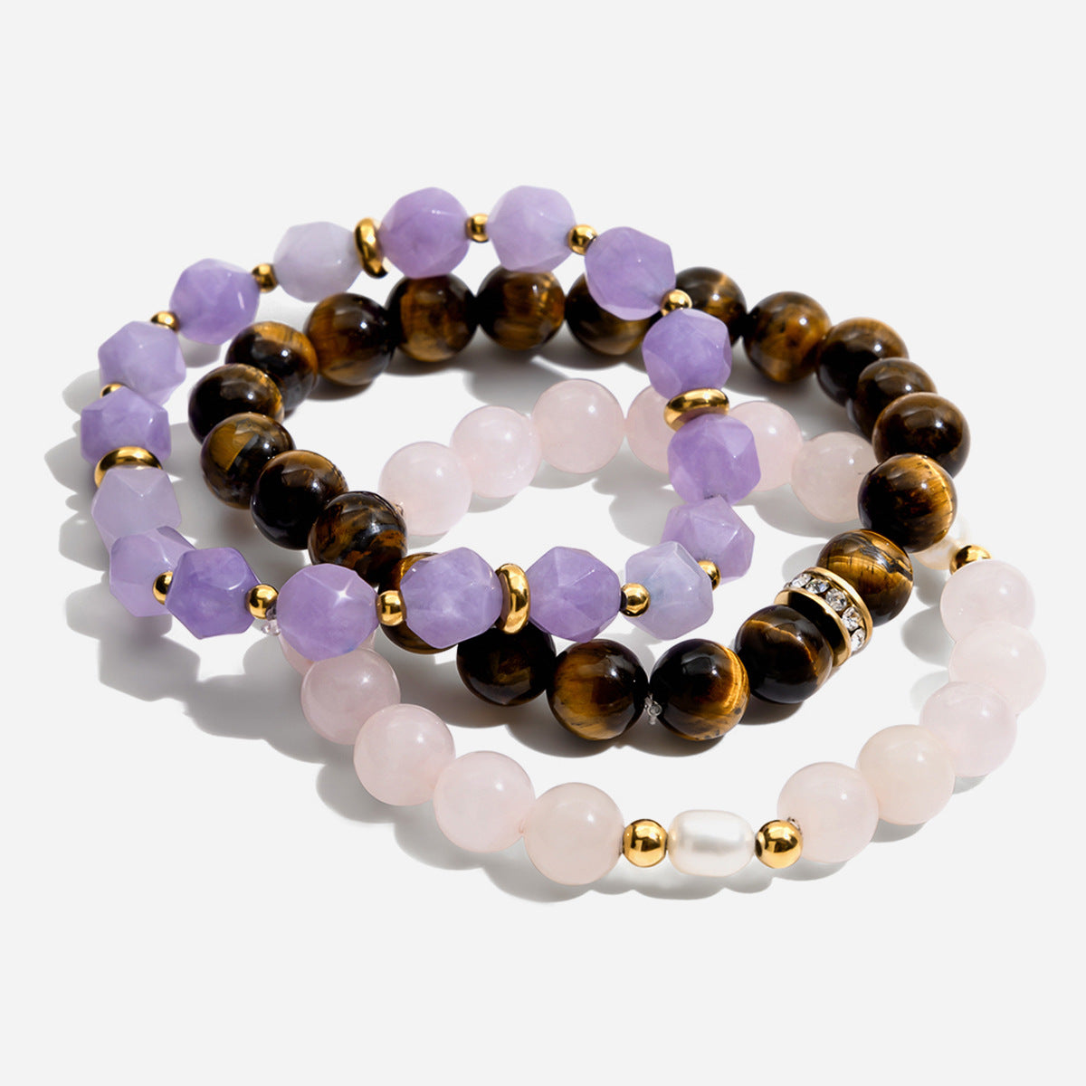 Customizable Girls Fashion Jewelry Bracelets Trendy Natural Stone Beads on Elastic with Stainless Steel for Gifts