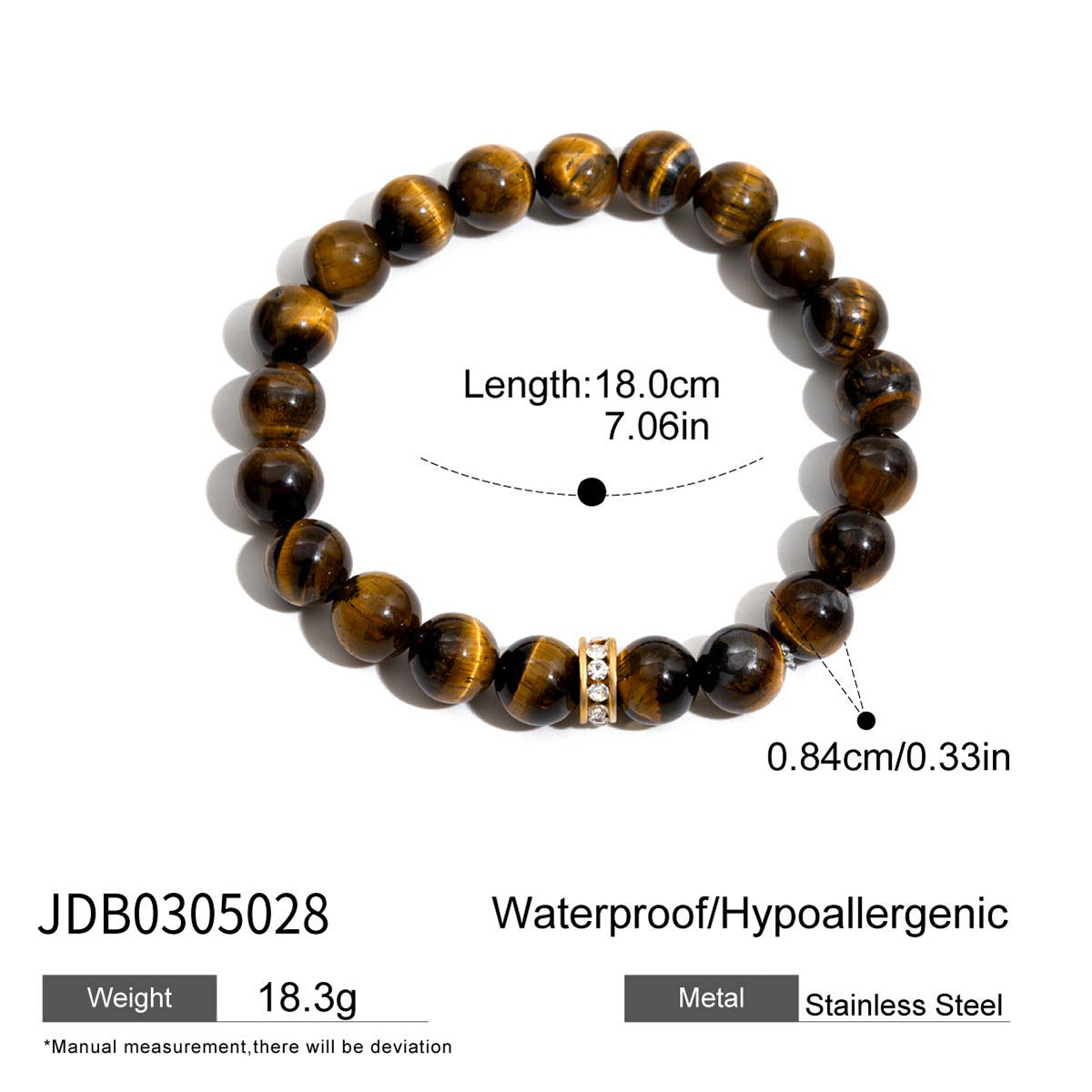 Customizable Girls Fashion Jewelry Bracelets Trendy Natural Stone Beads on Elastic with Stainless Steel for Gifts