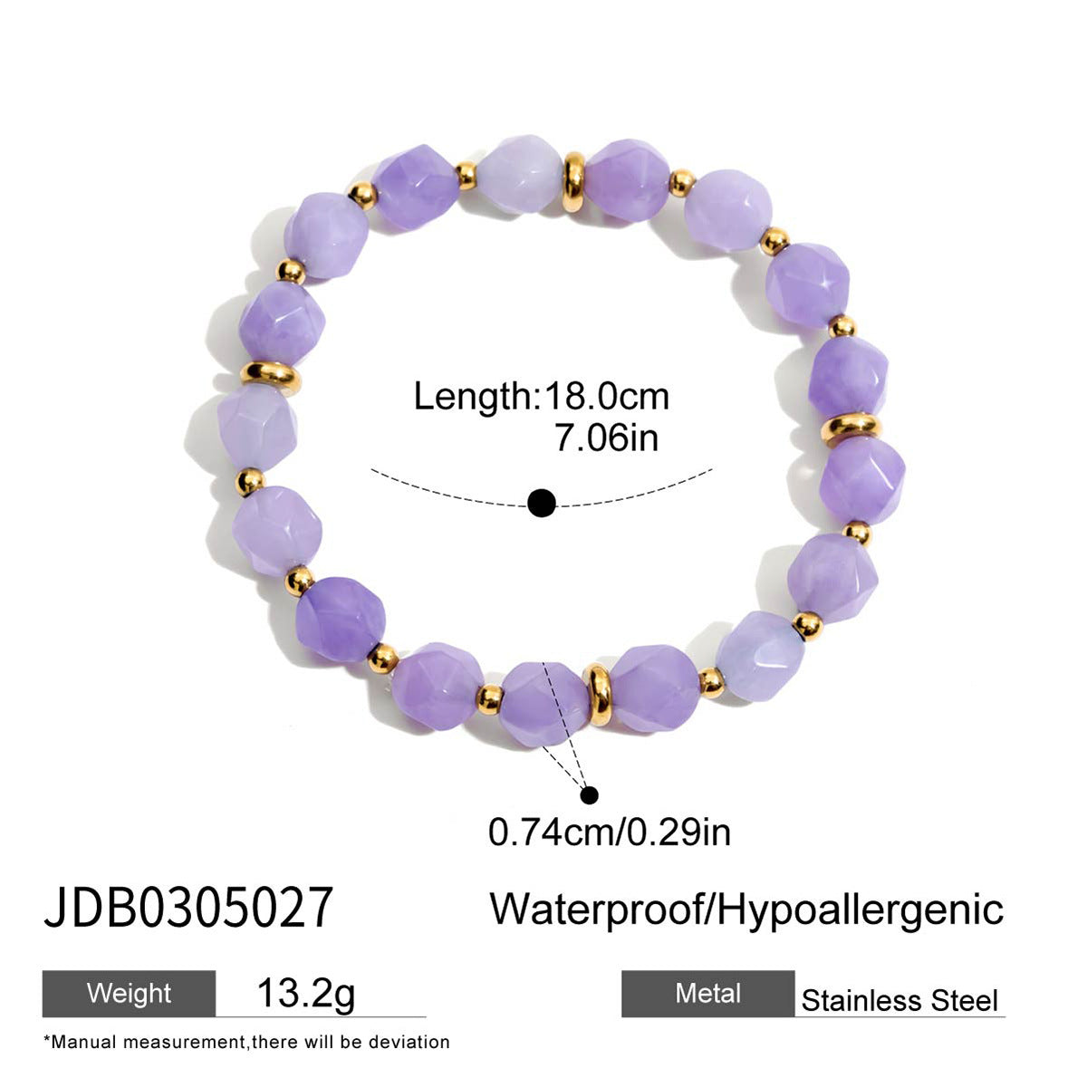 Customizable Girls Fashion Jewelry Bracelets Trendy Natural Stone Beads on Elastic with Stainless Steel for Gifts