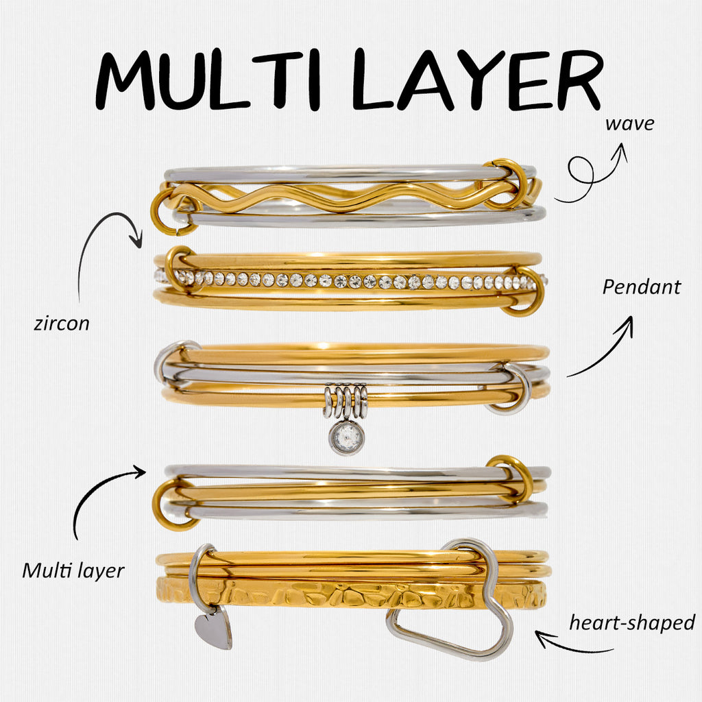 Real Gold 18k Plated Stainless Steel Zirconia 2 Tone Women's Bracelet