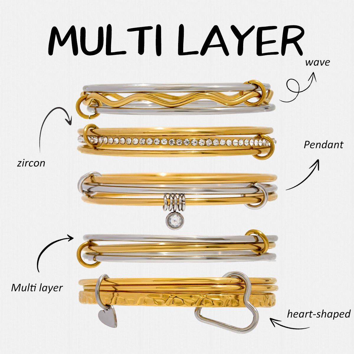 Real Gold 18k Plated Stainless Steel Zirconia 2 Tone Women's Bracelet