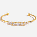 Real Gold PVD Plated Stainless Steel Bangles with White Zircons Zircon Bracelets Jewelry Bracelet