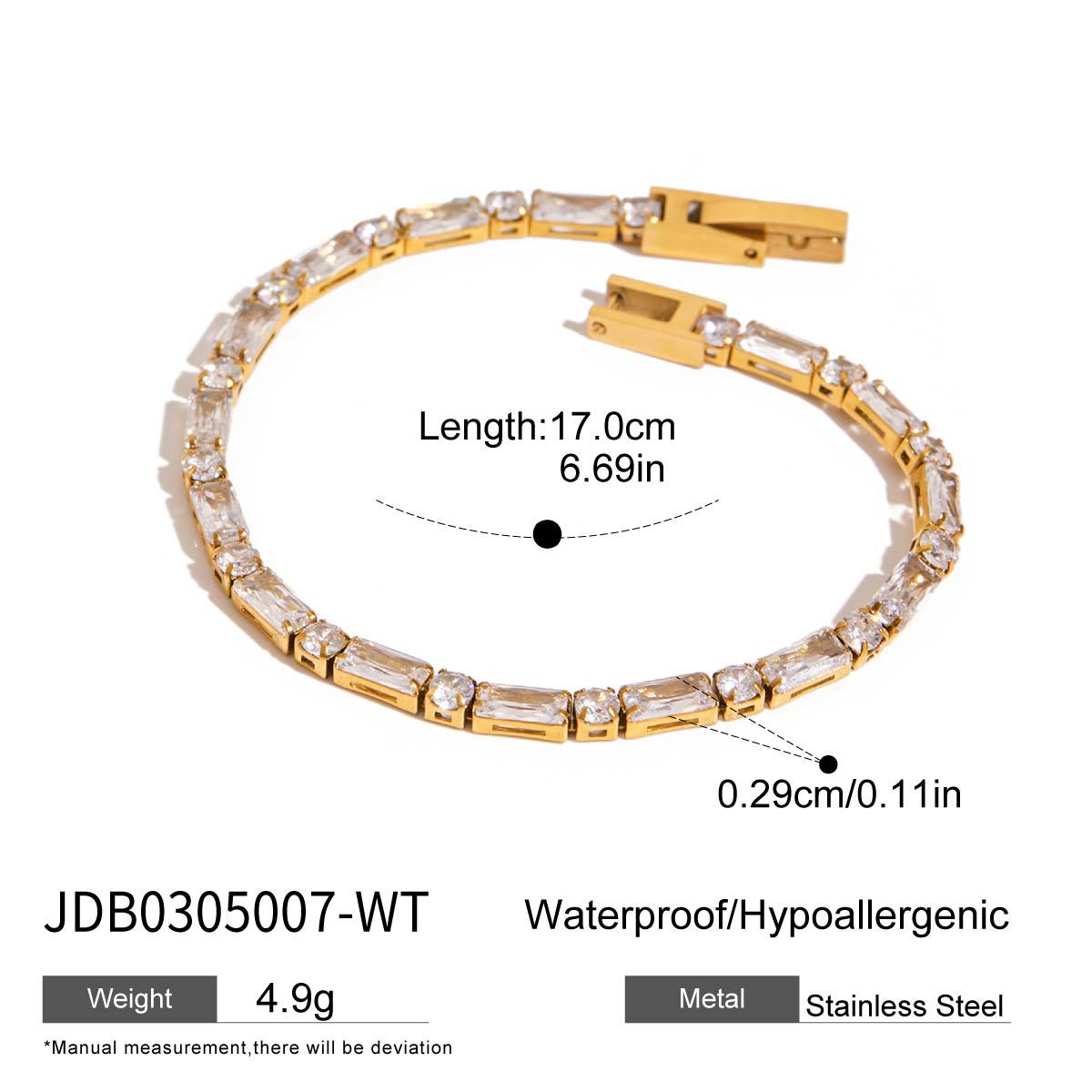 Real Gold PVD Plated Stainless Steel Bangles with White Zircons Zircon Bracelets Jewelry Bracelet
