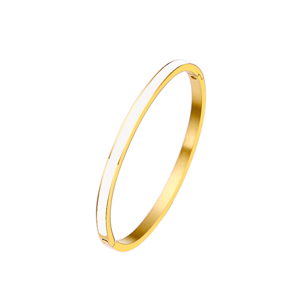 18K Gold PVD Plated Stainless Steel Fashion Bangles Colorful Enamel Open and Close Bangle