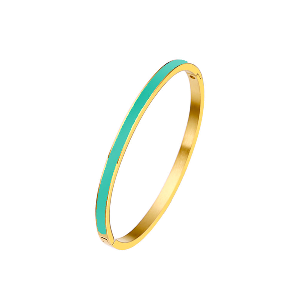 18K Gold PVD Plated Stainless Steel Fashion Bangles Colorful Enamel Open and Close Bangle