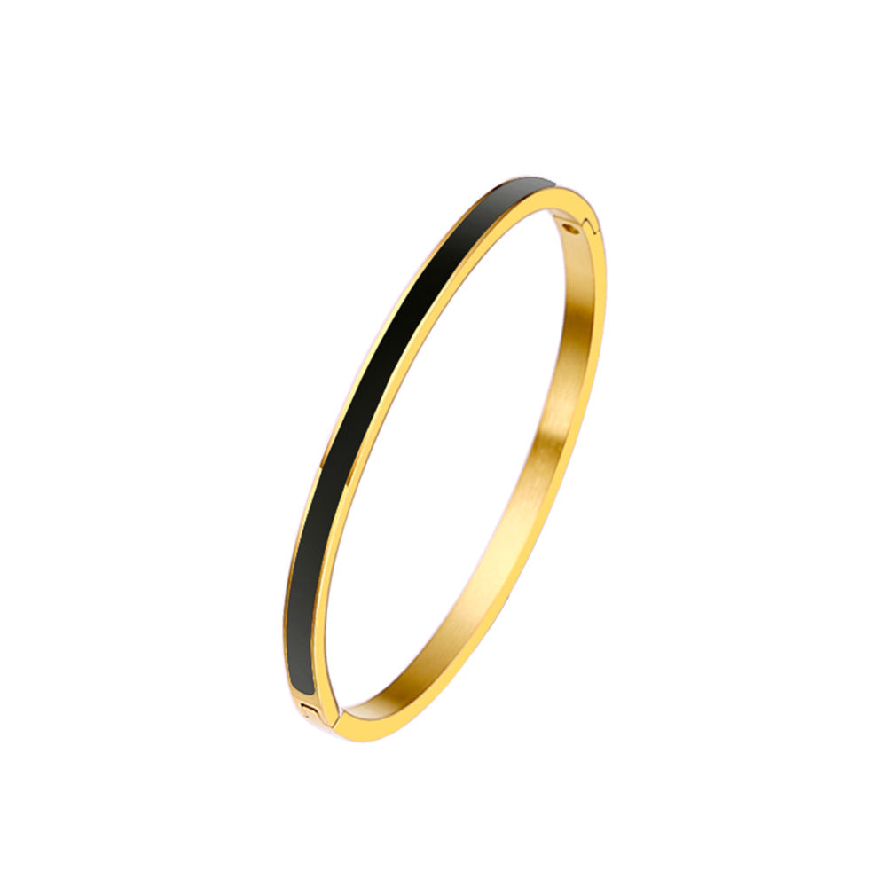 18K Gold PVD Plated Stainless Steel Fashion Bangles Colorful Enamel Open and Close Bangle