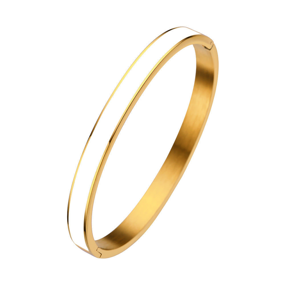 18K Gold PVD Plated Stainless Steel Fashion Bangles Colorful Enamel Open and Close Bangle