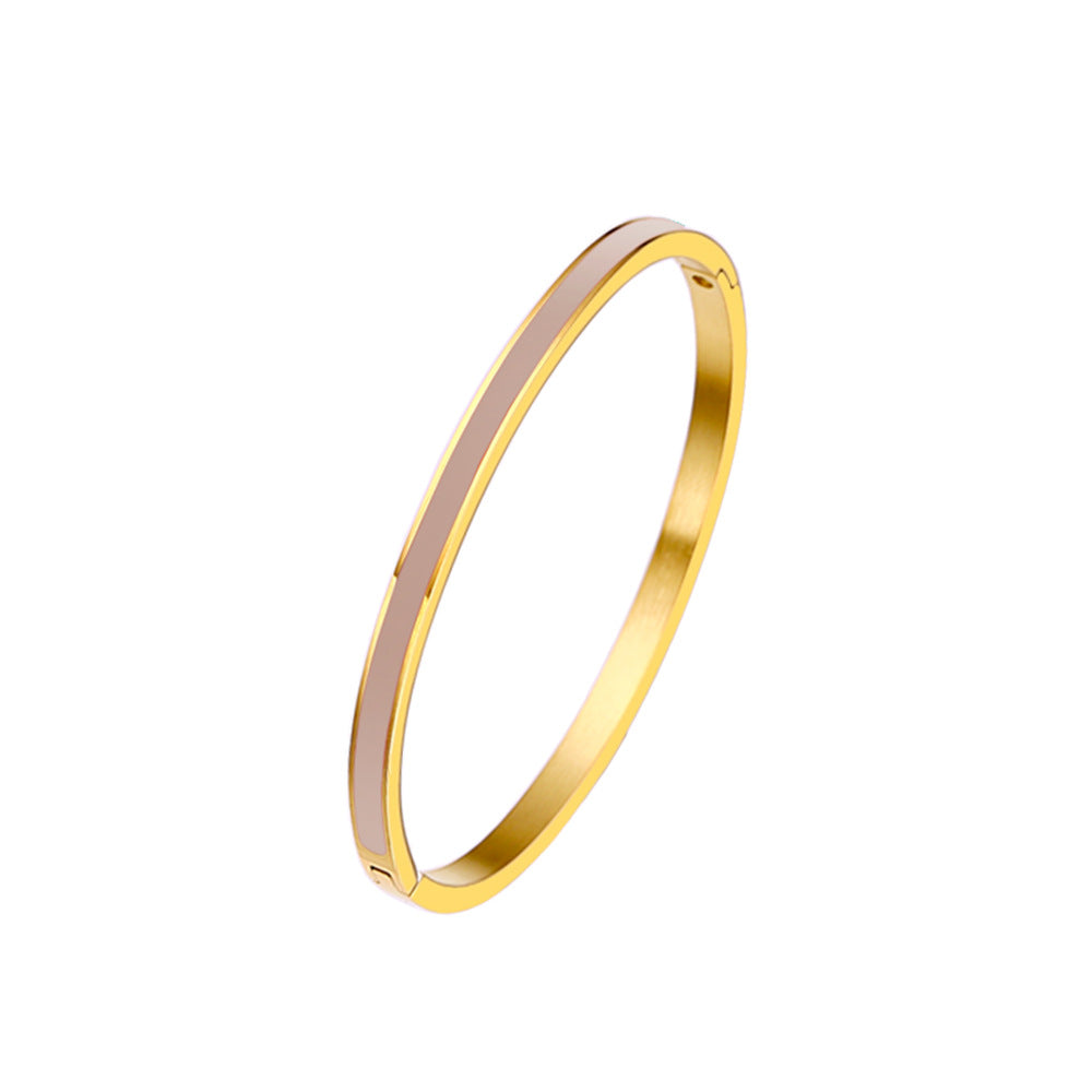 18K Gold PVD Plated Stainless Steel Fashion Bangles Colorful Enamel Open and Close Bangle