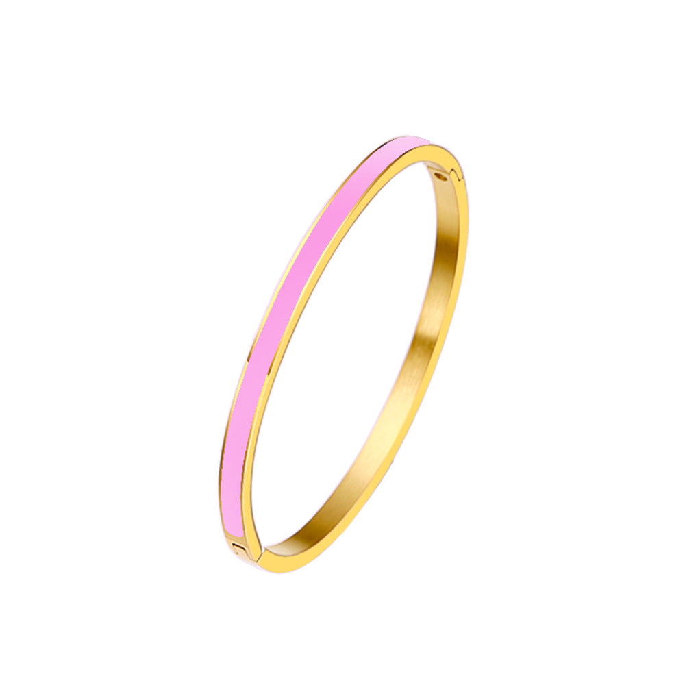 18K Gold PVD Plated Stainless Steel Fashion Bangles Colorful Enamel Open and Close Bangle