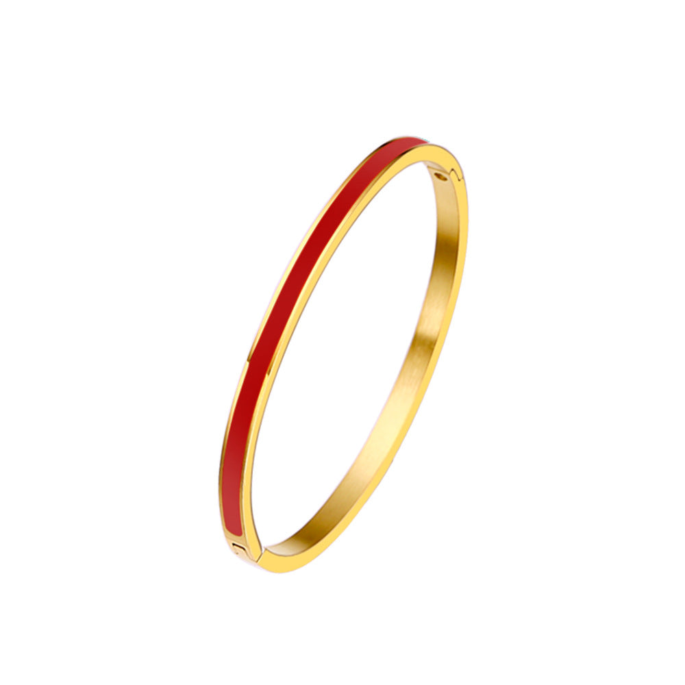 18K Gold PVD Plated Stainless Steel Fashion Bangles Colorful Enamel Open and Close Bangle