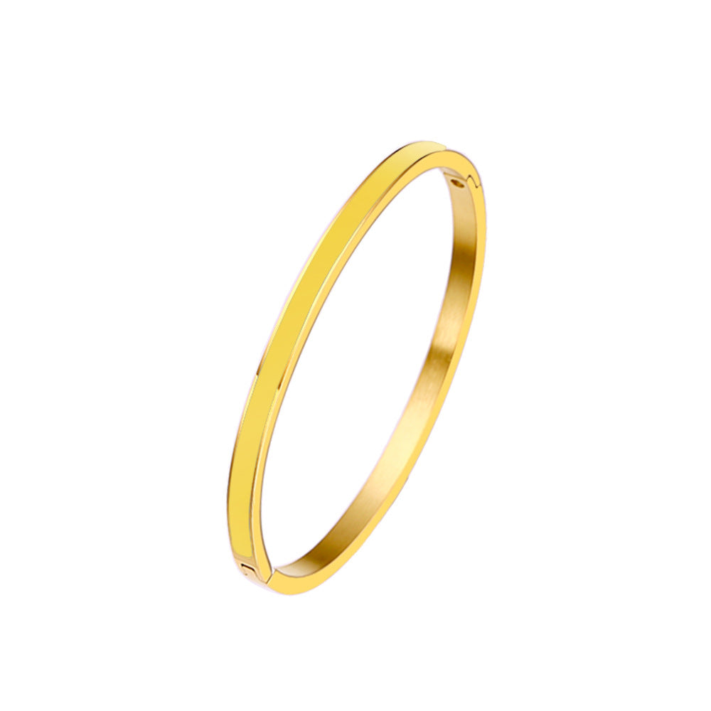 18K Gold PVD Plated Stainless Steel Fashion Bangles Colorful Enamel Open and Close Bangle