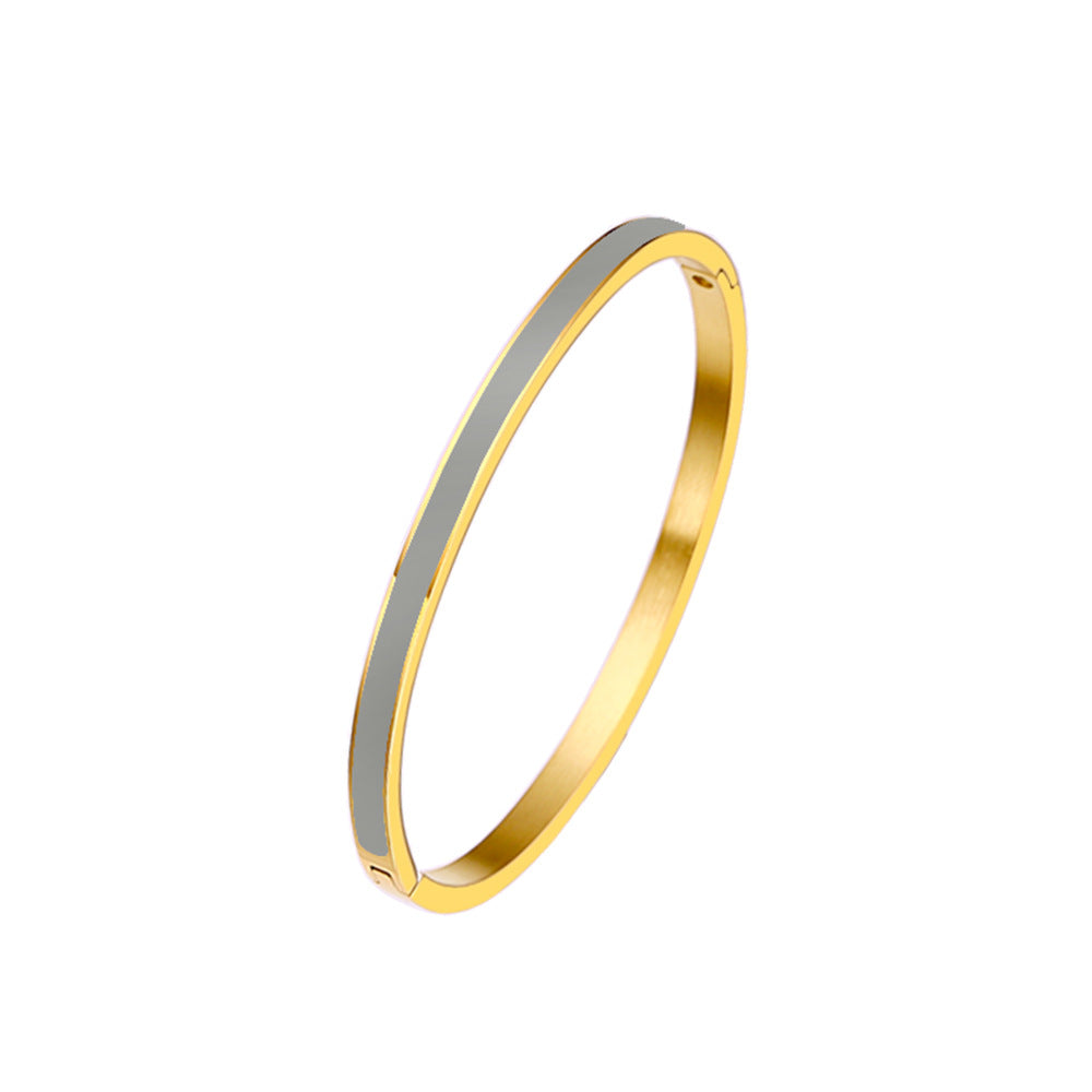 18K Gold PVD Plated Stainless Steel Fashion Bangles Colorful Enamel Open and Close Bangle