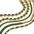 Trendy Real Gold Plated Stainless Steel Bracelet Diamond-Shaped Green Zircons Holiday-Style Decorative Chain Crown-Shaped