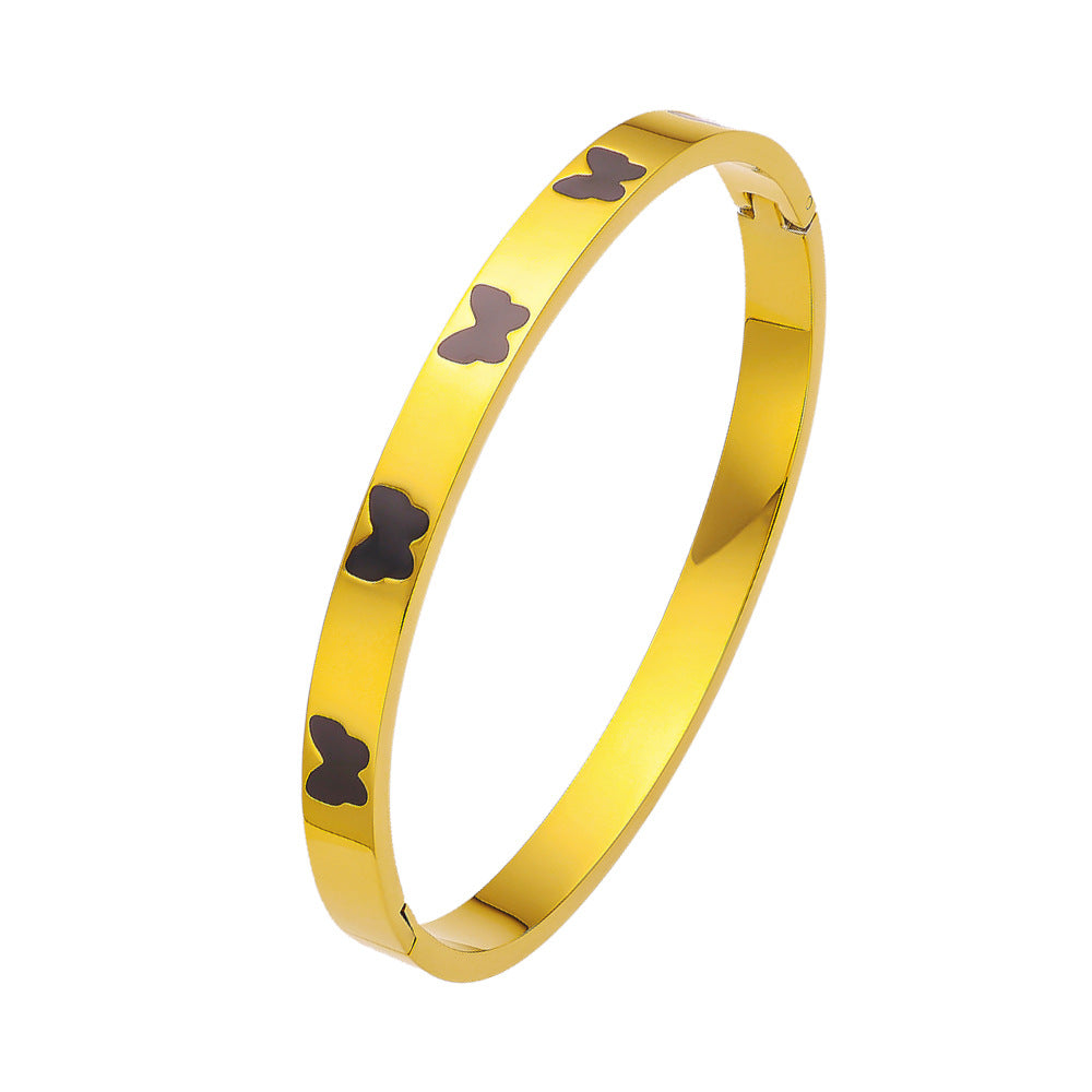 18K Gold PVD Plated Stainless Steel Fashion Bracelets Colorful Enamel Butterflies Open Close Bangles for Girls
