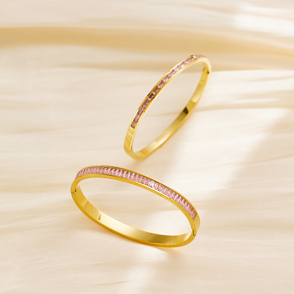 Stainless Steel 18k Gold PVD Plated Colorful Zirconia Gold Bangle Other Fashion Bracelets & Bangles Fashion Bracelets Bangles