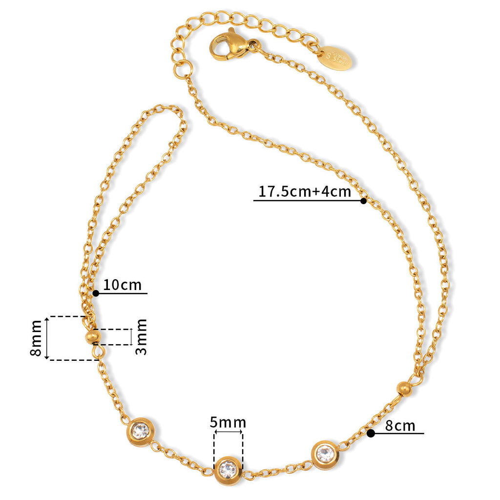 Zircon Real Gold PVD Stainless Steel for Bracelet Fashion Jewelry with Heart Accents Gift for Girls for Anniversaries or Parties