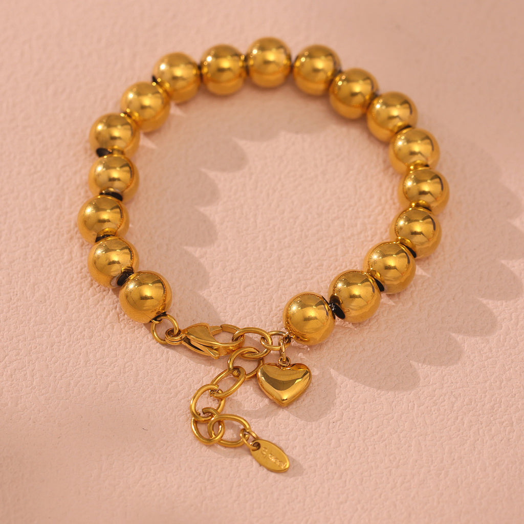 18k Gold PVD Plated Beads Bracelets Women Stainless Steel Jewelry Bracelet