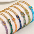 2 Layers 18k Gold PVD Plated Natural Stone Adjustable Women Bracelet