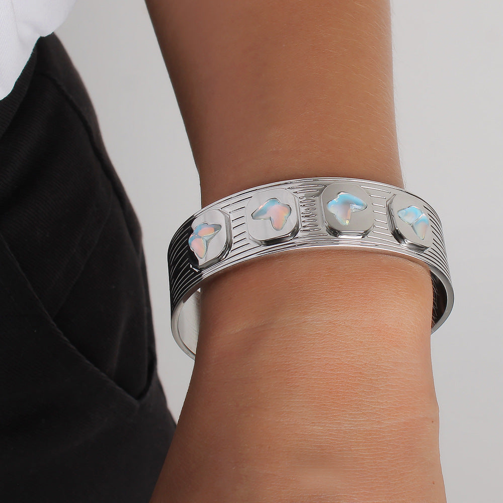 Stainless Steel 18K Gold Plated Cute Little butterfly Open Wide Cuff Bangles Women's Fashion Jewelry Gift Wholesale