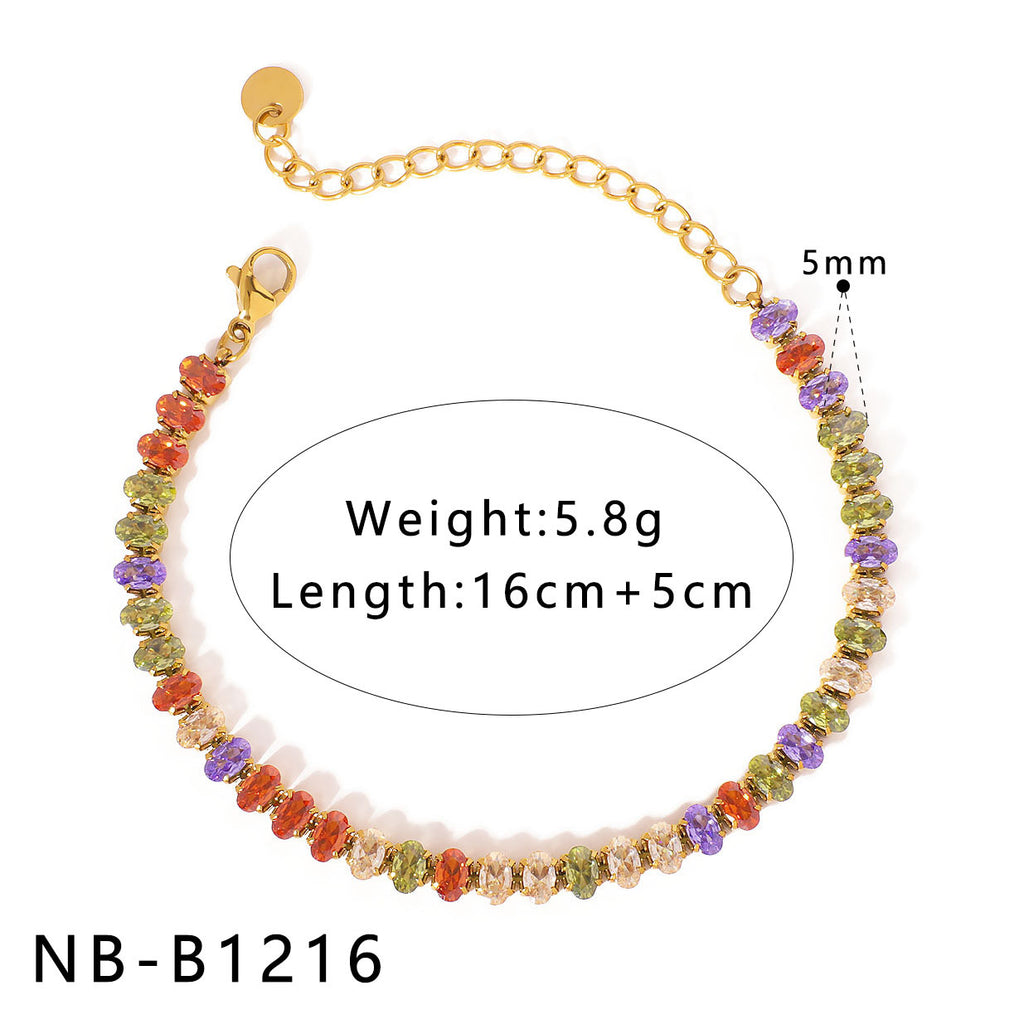 Customizable Stainless Steel 18K Gold PVD Plated Chain Bracelets & Bangles Trendy Zircon Waterproof Hypoallergenic Unisex Gift