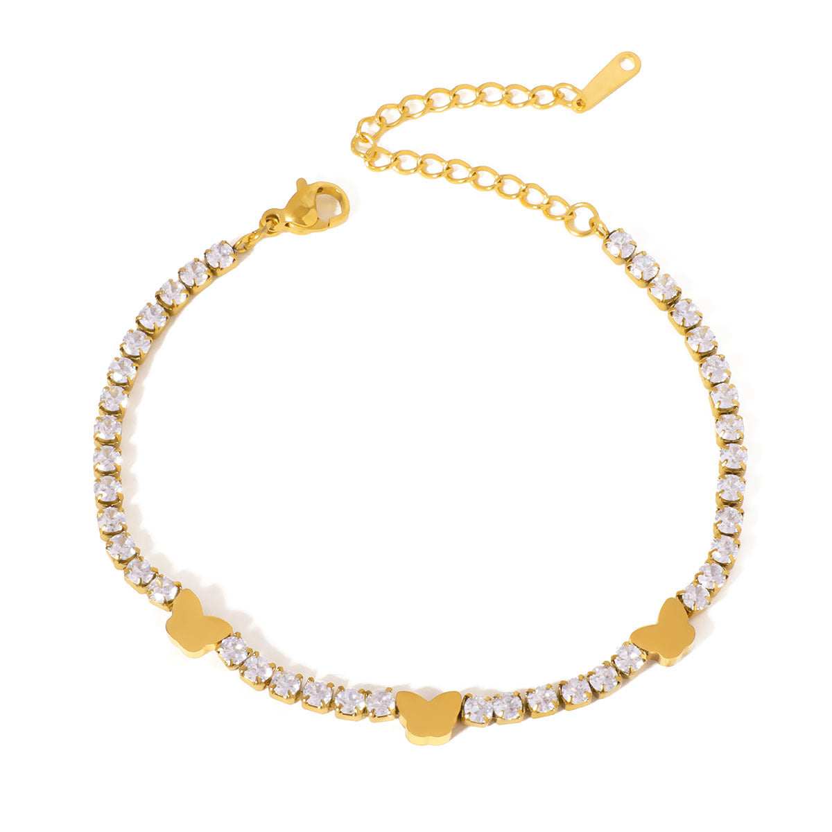 Customizable Stainless Steel 18K Gold PVD Plated Chain Bracelets & Bangles Trendy Zircon Waterproof Hypoallergenic Unisex Gift