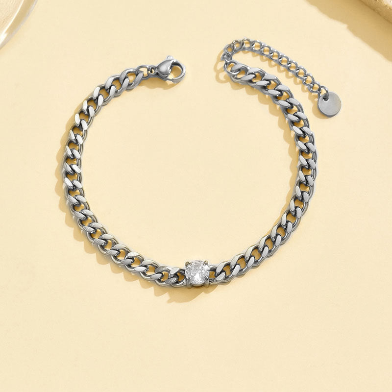 Customizable Stainless Steel 14K Gold PVD Plated Chain Bracelets Trendy Zircon Waterproof Hypoallergenic Unisex Gift