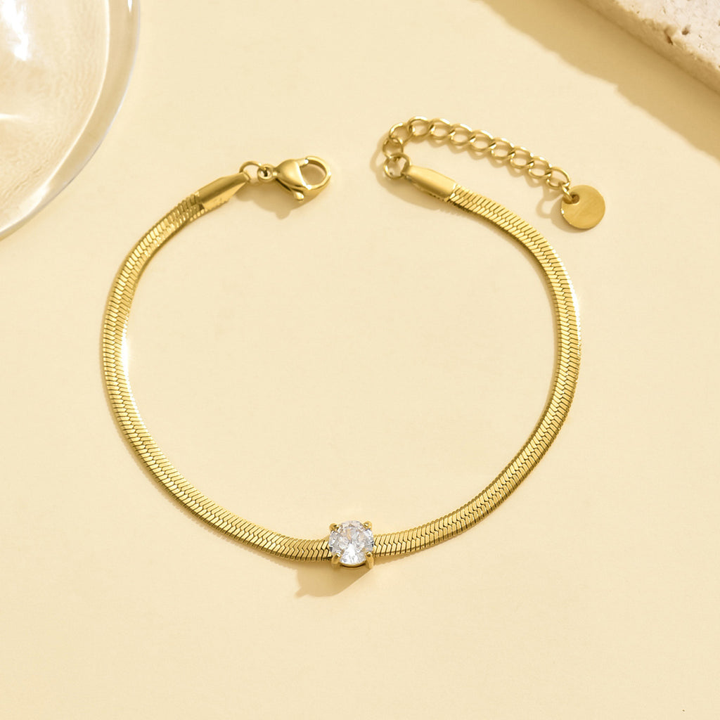 Customizable Stainless Steel 14K Gold PVD Plated Chain Bracelets Trendy Zircon Waterproof Hypoallergenic Unisex Gift